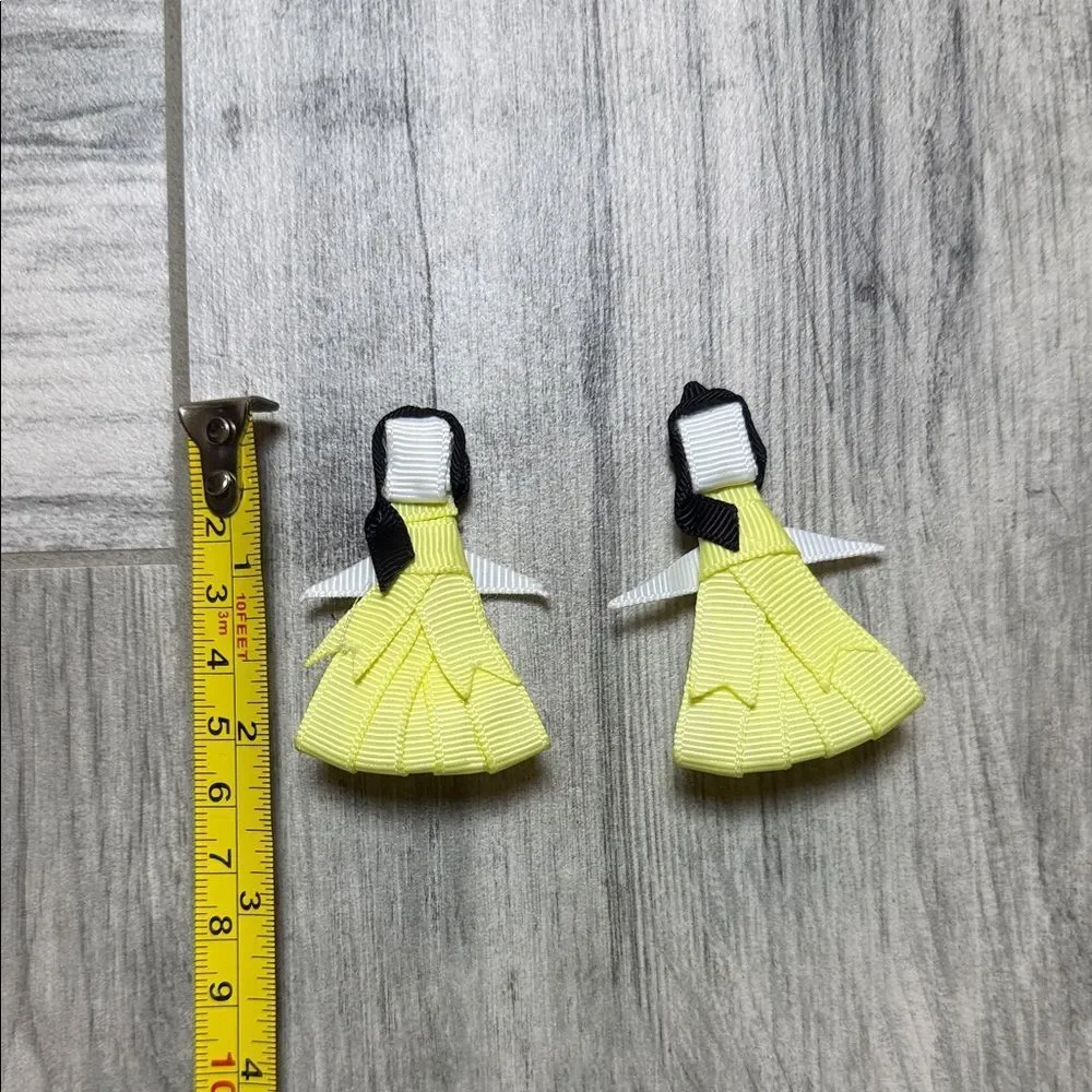 Yellow Ribbon Doll Hair Clips
